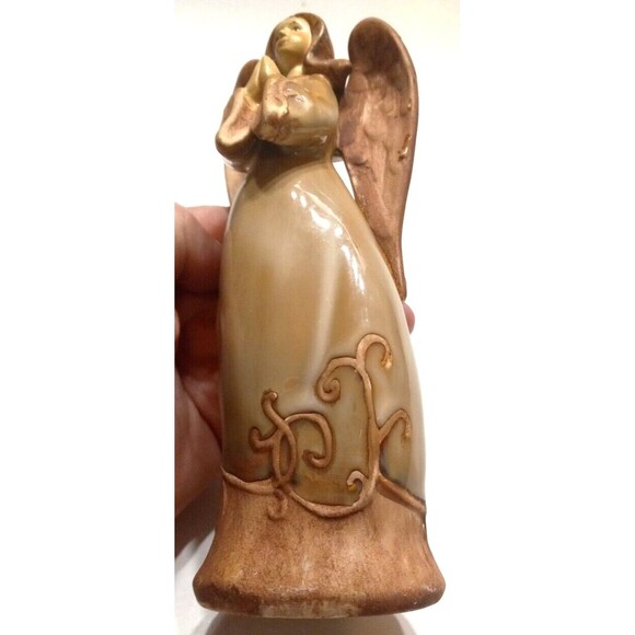 Angel Figurine Pottery Mixed Matte/Gloss Finish Praying Hands 7 Inches Tall Vtg. - Picture 6 of 7